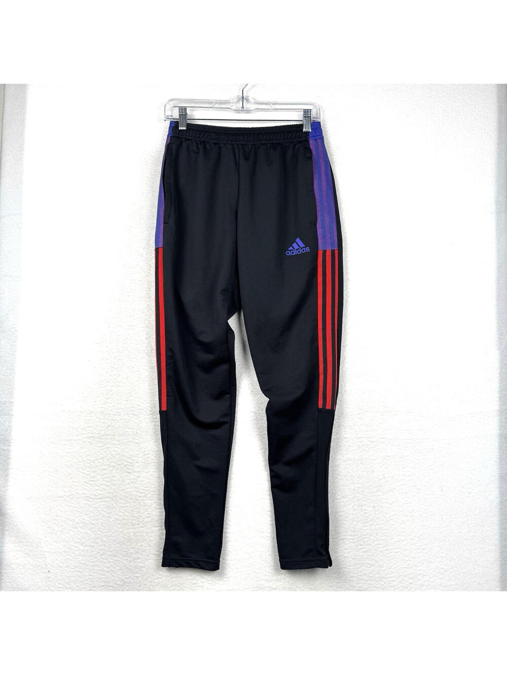 Adidas Tiro Track Small Soccer Pants Black Red Purple AEROREADY Zip Pockets
